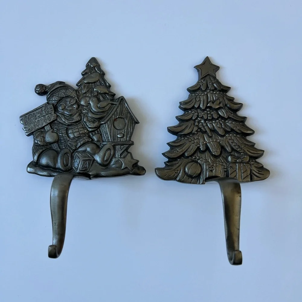 Cast iron Christmas Tree and Snowman Wall Decor